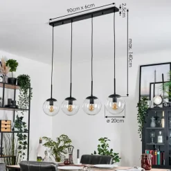 Gastor Suspension, Boule lumineuse, Suspension Clair, 4 lumières