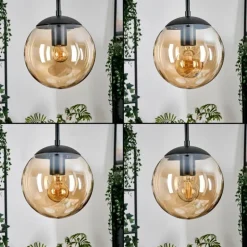 Gastor Suspension, Boule lumineuse, Suspension Ambre, 4 lumières
