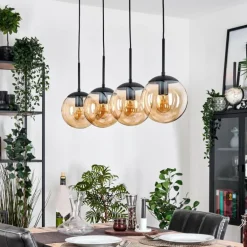 Gastor Suspension, Boule lumineuse, Suspension Ambre, 4 lumières