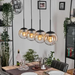 Gastor Suspension, Boule lumineuse, Suspension Ambre, Clair, 4 lumières