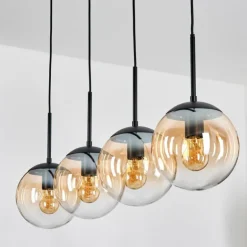 Gastor Suspension, Boule lumineuse, Suspension Ambre, Clair, 4 lumières