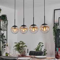 Gastor Suspension, Boule lumineuse, Suspension Ambre, Clair, 4 lumières