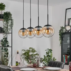 Gastor Suspension, Boule lumineuse, Suspension Ambre, Clair, 4 lumières