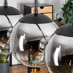 Gastor Suspension, Boule lumineuse, Suspension Chrome, Fumé, 4 lumières