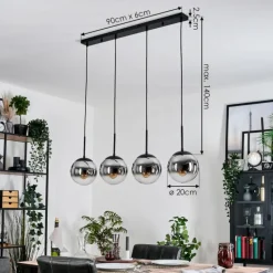 Gastor Suspension, Boule lumineuse, Suspension Chrome, Fumé, 4 lumières