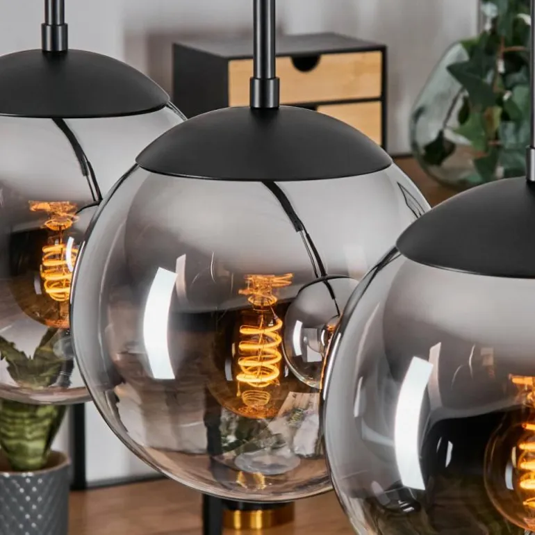 Gastor Suspension, Boule lumineuse, Suspension Chrome, Fumé, 4 lumières