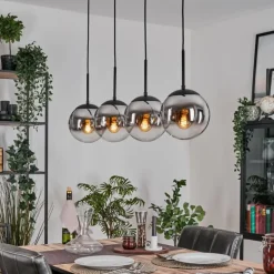 Gastor Suspension, Boule lumineuse, Suspension Chrome, Fumé, 4 lumières