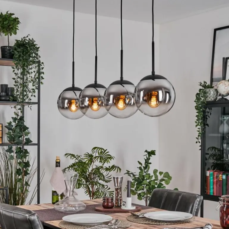 Gastor Suspension, Boule lumineuse, Suspension Chrome, Fumé, 4 lumières