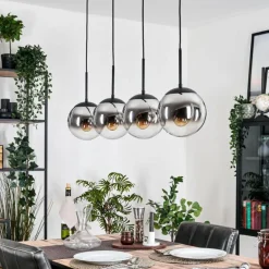 Gastor Suspension, Boule lumineuse, Suspension Chrome, Fumé, 4 lumières
