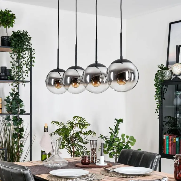 Gastor Suspension, Boule lumineuse, Suspension Chrome, Fumé, 4 lumières