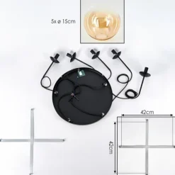 Gastor Suspension, Boule lumineuse, Suspension Ambre, Clair, 5 lumières