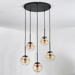 Gastor Suspension, Boule lumineuse, Suspension Ambre, Clair, 5 lumières