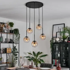 Gastor Suspension, Boule lumineuse, Suspension Ambre, Clair, 5 lumières