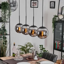Gastor Suspension, Boule lumineuse, Suspension Chrome, Fumé, 4 lumières