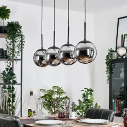 Gastor Suspension, Boule lumineuse, Suspension Chrome, Fumé, 4 lumières