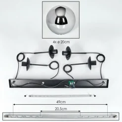 Gastor Suspension, Boule lumineuse, Suspension Chrome, Fumé, 4 lumières