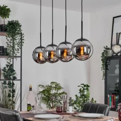 Gastor Suspension, Boule lumineuse, Suspension Chrome, Fumé, 4 lumières