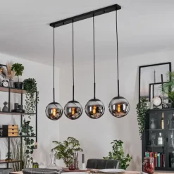 Gastor Suspension, Boule lumineuse, Suspension Chrome, Fumé, 4 lumières