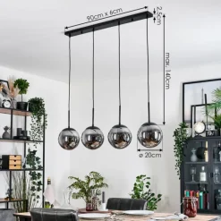 Gastor Suspension, Boule lumineuse, Suspension Fumé, 4 lumières