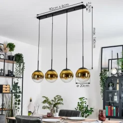 Gastor Suspension, Boule lumineuse, Suspension Or, Clair, 4 lumières