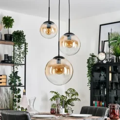 Gastor Suspension, Boule lumineuse, Suspension 30 cm Ambre, Clair, 3 lumières