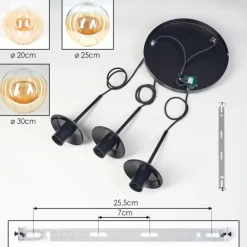 Gastor Suspension, Boule lumineuse, Suspension 30 cm Ambre, Clair, 3 lumières