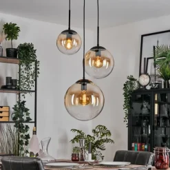 Gastor Suspension, Boule lumineuse, Suspension 30 cm Ambre, Clair, 3 lumières