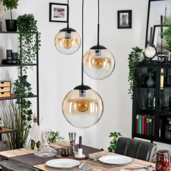Gastor Suspension, Boule lumineuse, Suspension 30 cm Ambre, Clair, 3 lumières