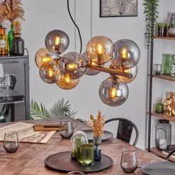 Gastor Suspension, Boule lumineuse, Suspension Ambre, Fumé, 10 lumières