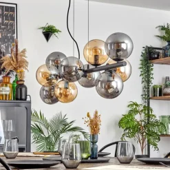 Gastor Suspension, Boule lumineuse, Suspension Ambre, Fumé, 10 lumières