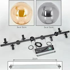 Gastor Suspension, Boule lumineuse, Suspension Ambre, Fumé, 10 lumières