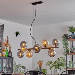Gastor Suspension, Boule lumineuse, Suspension Ambre, Fumé, 10 lumières