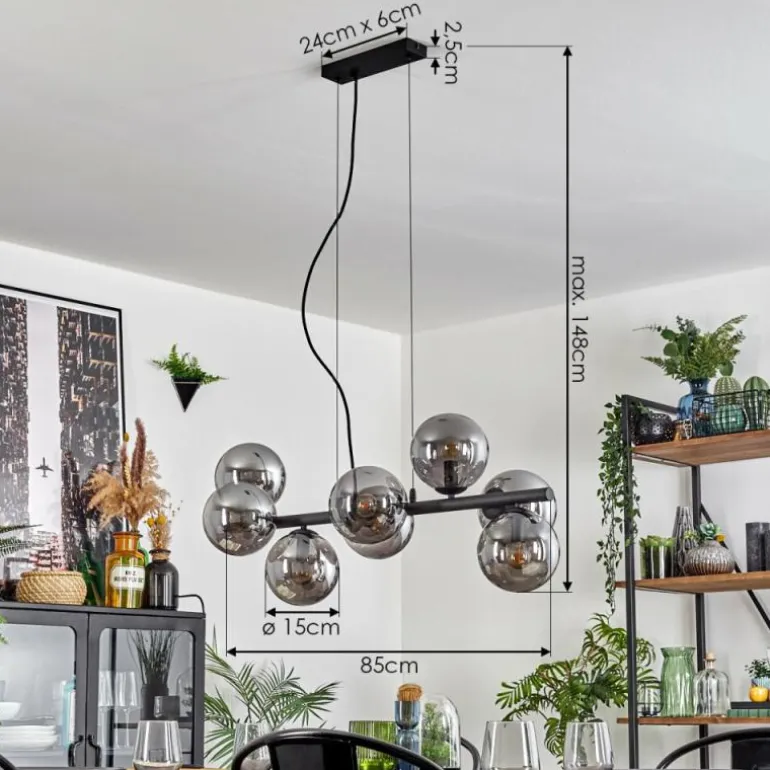Gastor Suspension, Boule lumineuse, Suspension Fumé, 8 lumières