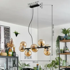 Gastor Suspension, Boule lumineuse, Suspension Ambre, 8 lumières