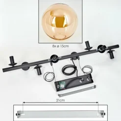 Gastor Suspension, Boule lumineuse, Suspension Ambre, 8 lumières