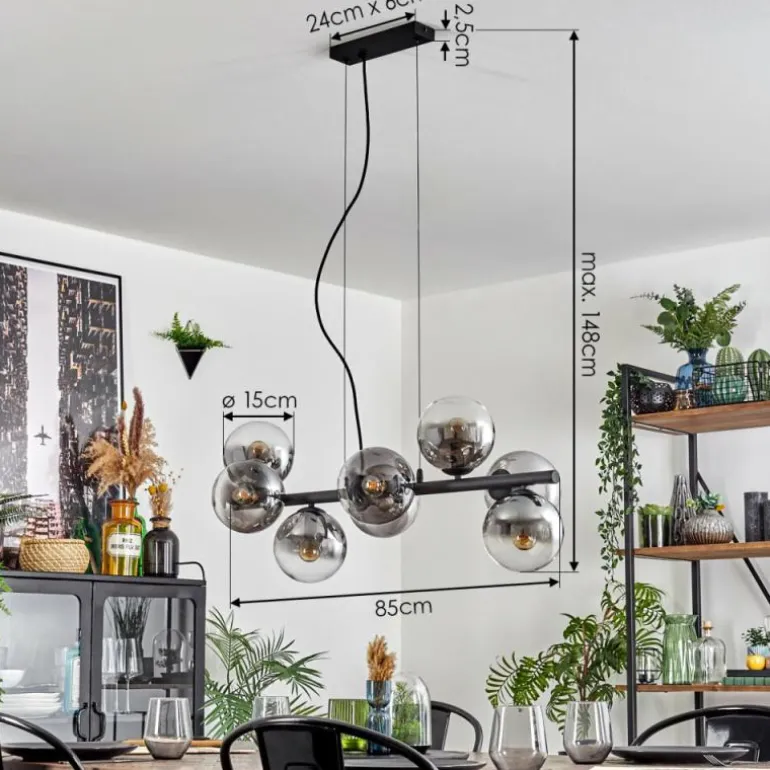 Gastor Suspension, Boule lumineuse, Suspension Clair, Fumé, 8 lumières
