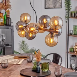 Gastor Suspension, Boule lumineuse, Suspension Ambre, Fumé, 10 lumières