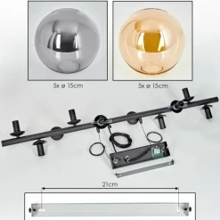Gastor Suspension, Boule lumineuse, Suspension Ambre, Fumé, 10 lumières