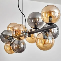 Gastor Suspension, Boule lumineuse, Suspension Ambre, Fumé, 10 lumières