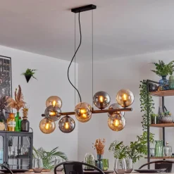 Gastor Suspension, Boule lumineuse, Suspension Ambre, Fumé, 10 lumières