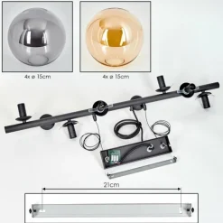 Gastor Suspension, Boule lumineuse, Suspension Ambre, Fumé, 8 lumières