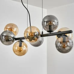 Gastor Suspension, Boule lumineuse, Suspension Ambre, Fumé, 8 lumières