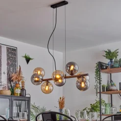 Gastor Suspension, Boule lumineuse, Suspension Ambre, Fumé, 8 lumières
