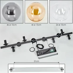 Gastor Suspension, Boule lumineuse, Suspension Ambre, Clair, Fumé, 10 lumières