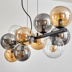 Gastor Suspension, Boule lumineuse, Suspension Ambre, Clair, Fumé, 10 lumières