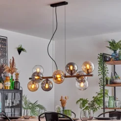 Gastor Suspension, Boule lumineuse, Suspension Ambre, Clair, Fumé, 10 lumières