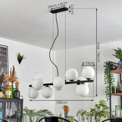 Gastor Suspension, Boule lumineuse, Suspension Blanc, 10 lumières