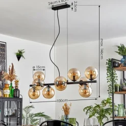 Gastor Suspension, Boule lumineuse, Suspension Ambre, 10 lumières