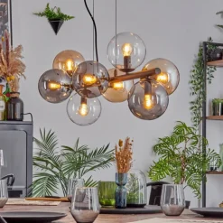Gastor Suspension, Boule lumineuse, Suspension Ambre, Clair, Fumé, 8 lumières