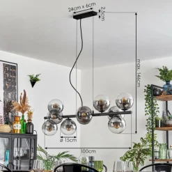 Gastor Suspension, Boule lumineuse, Suspension Clair, Fumé, 10 lumières